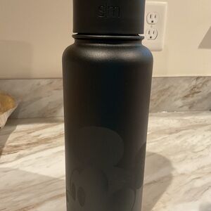 Black Water Bottle with Subtle Mickey Mouse Design